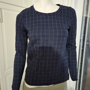 Women's Navy Checkered Top